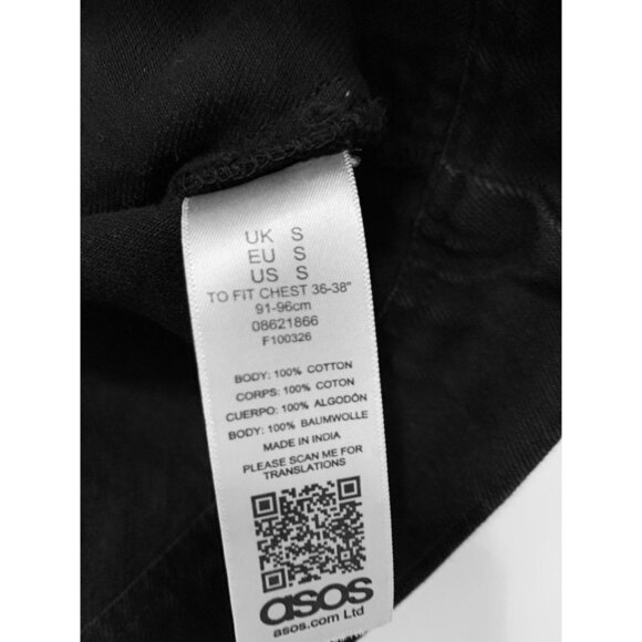 ASOS Black Denim 3/4 Sleeves Open front Cardigan Size Med - Picture 10 of 11